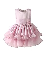 Girls Sleeveless Floral Print Cotton/Polyester/Satin  Pleated  Dress with a Court Train  With a Bow(s) and a Ribbon  and a Sash 
