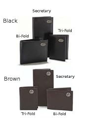Pebble Grain Leather Wallet with Silver Emblem - Brown or Black