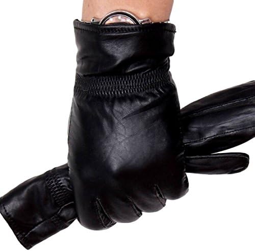 Calain Kalain Men's Leather Gloves Stylish Winter Lambskin Leather Glove Black M