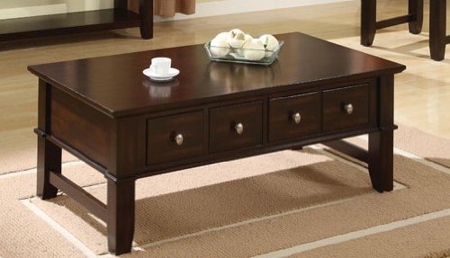 Coffee Table with Storage Drawers - Contemporary Espresso Finish
