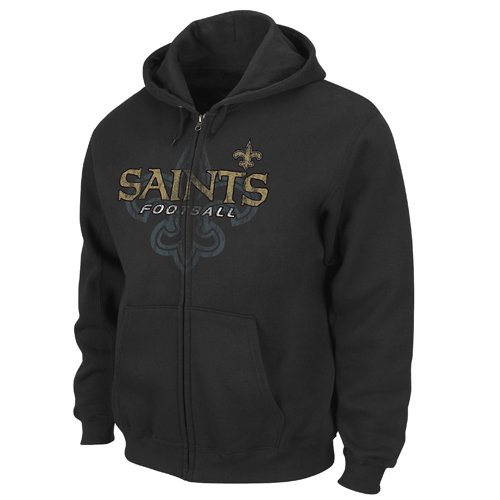 NFL Men's New Orleans Saints Touchback IV Long Sleeve Fullzip Hooded Fleece (Black, Large)