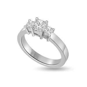 Infinity Jewellery R109 1.00ct Diamond Trilogy Ring with Princess Cut Diamonds G/VS1 in 18ct white gold - I 1/2
