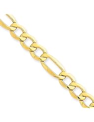 7.3mm, 14 Karat Yellow Gold, Figaro Chain - 24 inch