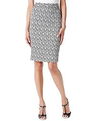 Monochrome Rose Print Knee Length Pencil Skirt