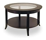 Genoa Coffee Table, Glass Inset And Shelf By Winsome Wood