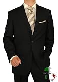 Gino Valentino Made in Italy Wool / Silk Mens Suit 150's 3 Button Canvas Front Jacket Flat Front Pants Custom Working Buttonholes Business Suit Jet Black with Black Stripe
