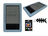 iShoppingdeals Premium BLUE Silicone Skin for Nook , Barnes and Noble Electronic Ebook Reader case Cover + Anti- Scratch Screen Protector + Fishbone Styles Keychain