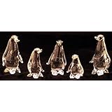 Crystal Glass Art Set Of 5 Penguins Figurines In Gift Box