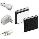 eForCity Soft Cover Case Skin and 2 Charger Adapter Cable for Apple iPod Shuffle 4G