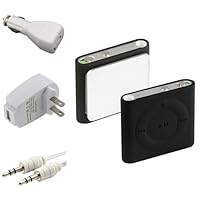 eForCity Soft Cover Case Skin and 2 Charger Adapter Cable for Apple iPod Shuffle 4G