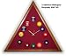 Mahogany Triangle Billiard Clock Burgandy Mali Felt