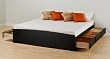 King Platform Storage Bed in Black Finish By Prepac Furniture