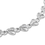 Sterling Silver Heart Shaped Diamond Tennis Bracelet -0.40 cttw - 7 inch