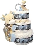 Tender Beginnings Baby Boy Diaper Cake Three Tiers Diaper Cake Baby Shower Centerpiece Gift Basket