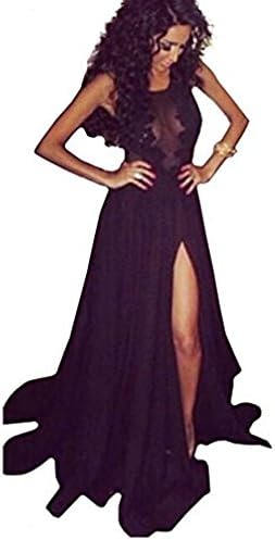 X2MIAONG Sleeveless Lace Gauze Front Maxi Dress