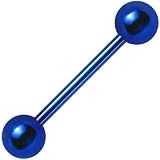 14 Gauge Blue Anodized Titanium Barbell Tongue Ring