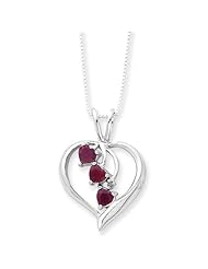 Sterling Silver Heart with Cascading Rubies Necklace