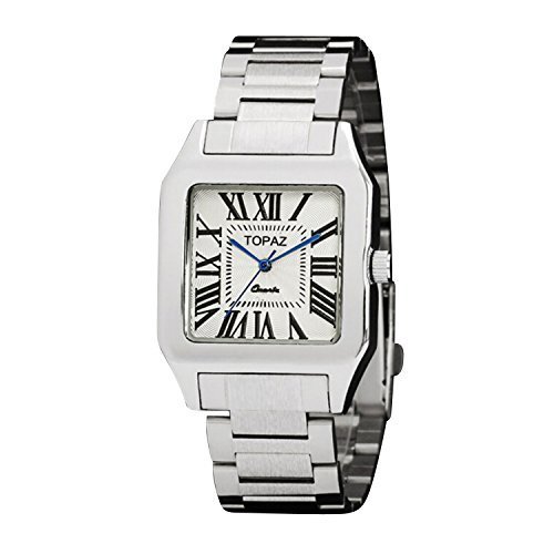 Topaz 5052A Unisex Silver Face Dress Analog Watch with Classic Design.