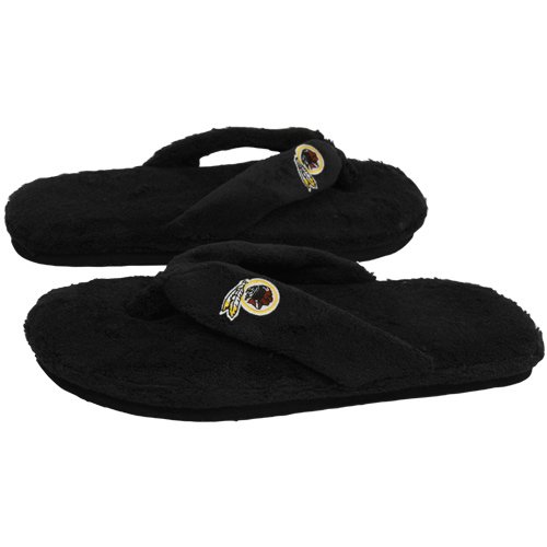 Washington Redskins Ladies Black Plush Thong Slippers (7/8)
