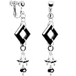 Handcrafted Austrian Jet Influential Diamond Drop Clip Earrings