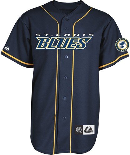 NHL Men's St. Louis Blues Short Sleeve Button Front Replica Jersey (Pro Navy/Pro Light Gold, XX-Large)