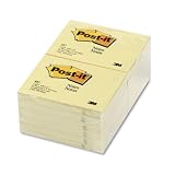 3M Post-it(R) Notes in Canary Yellow, 3in. x 4in., 100 Sheets Per Pad
