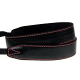 CIESTA（シエスタ）　レザーカメラストラップL30　ブラック／レッドステッチ　ステッチが可愛いレザーストラップ