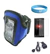 Blue Armband for Microsoft Zune HD with Armband Armlength of 14.6 Inch + Screen Protector + Zune HD Wall Charger + Wristband