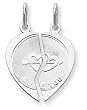 Sterling Silver 2-piece I Love You Disc Charm with Two 20 inch Chains