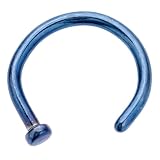 20G 3/8 - Sapphire Anodized Titanium Nose Hoop Ring
