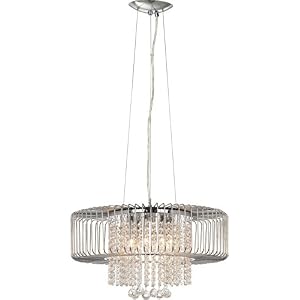 Chrome Cage with Crystal Drops Pendant Chandelier by Possini Euro Design