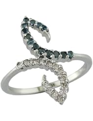 0.4 CT Blue & White Diamond Ring In White Gold