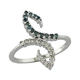 0.4 CT Blue & White Diamond Ring In White Gold