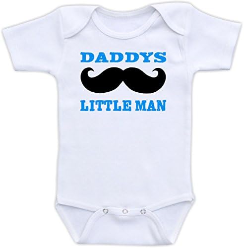Daddy's Little Man - Cute Baby Boy Bodysuit (6M Short Sleeve, Blue Font)