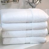 Four Piece Terry Bath Towel Set in Pure White