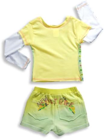 Baby Sara - Little Girls Long Sleeve Short Set, Yellow, Green 17748-24Months