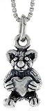 Sterling Silver Teddy Bear Pendant, 1/2 in. (13mm) tall