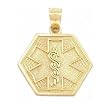Medical ID Information Charm 14k Gold 17.5mm