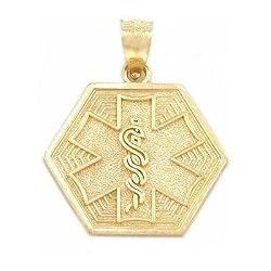 Medical ID Information Charm 14k Gold 17.5mm