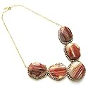 Carnelian rhinestone statement necklace. 20 inch adjustable.