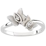 14K White Gold Diamond Butterfly Ring - 0.03 Ct.