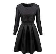 Round Neck Cocktail Above the Knee Brocade Long Sleeves Evening Dress/Prom Dress/Party Dress/Mini Dress 