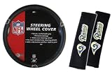 A Set of 2 Seat Belt Shoulder Pads and One Rubber Grip Steering Wheel Cover - St Louis Rams