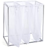 The Bag Stand 2810 CHRMesh Steel-Framed Chrome Hamper with Removable Mesh Laundry Bags, Triple