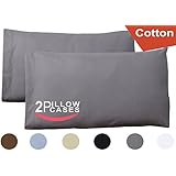 King Pure-Cotton Pillow Case Covers - (2-Pack, each 20 inches x 40 inches, Grey) 100% Cotton for Maximum Softness and Easy Care, Elegant Double-Stitched Tailoring - By Utopia Bedding