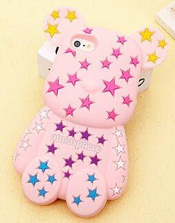 Pl High Quality 3d Cartoon Silicon Soft Case Cover for Iphone5 5s 5c Cute Bear (light pink)
