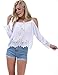 VIISHOW Women's Strap Off Shoulder Lace Crochet Crop Top Blouse (S, White)