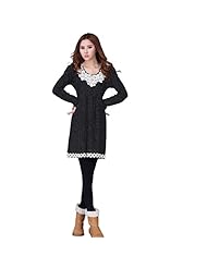 Polka Dot Print Lace Long Sleeves Cotton/Linen/Spandex Mini Dress 