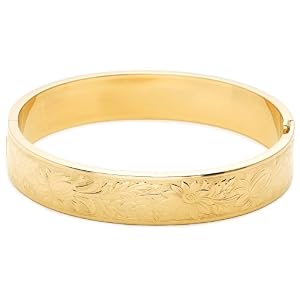 14k Gold Filled Engraved Flower Bracelet, 7 by