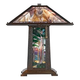 Quoizel Tiffany Table Lamp Tiffany Glass Shade, 76 Pieces of Tiffany Glass #TF574T